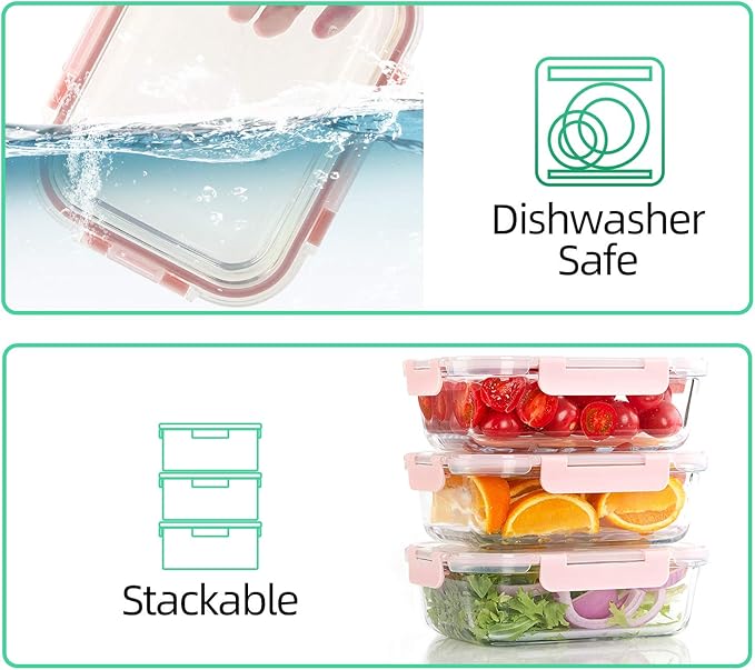 C CREST Glass Meal Prep Containers, Food Storage Containers