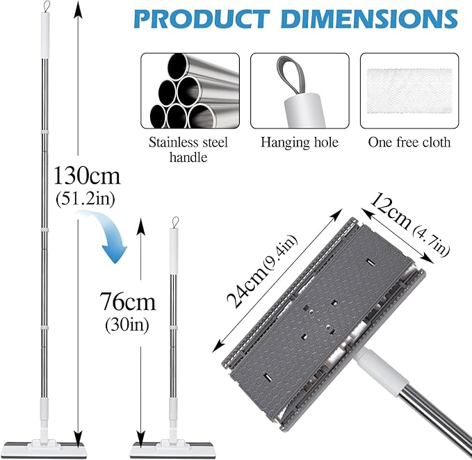 Mini Sweeper Mop, Masthome Reusable Clamp Mop