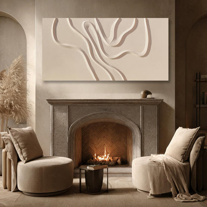 Hue7Art Abstract Beige Canvas Wall Art Modern Minimalist Geometric Hand Painting Artwork for Living Room Bedroom Office Neutral Wall Decor 24x48 Inch