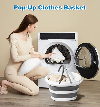 Collapsible Bucket 16L with Handles, Cleaning Mop Bucket Space Saving Foldable