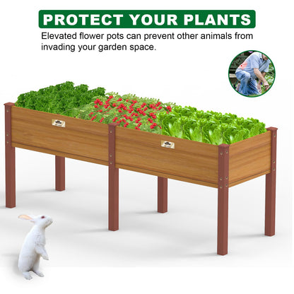 RAOKUKH Raised Garden Bed with Legs, 24x31x71 inch Elevated Wood Planter Box with Liner for Growing Vegetables, Flowers