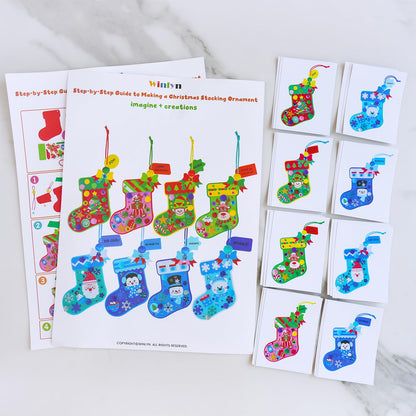 Winlyn 24 Sets Christmas Decorations DIY 3D Stocking Tree Ornaments Winter Crafts Kits Foam Stocking with Festive Foam Stickers for Kids Holiday Seasonal Gift Home Classroom Activities Party Favors