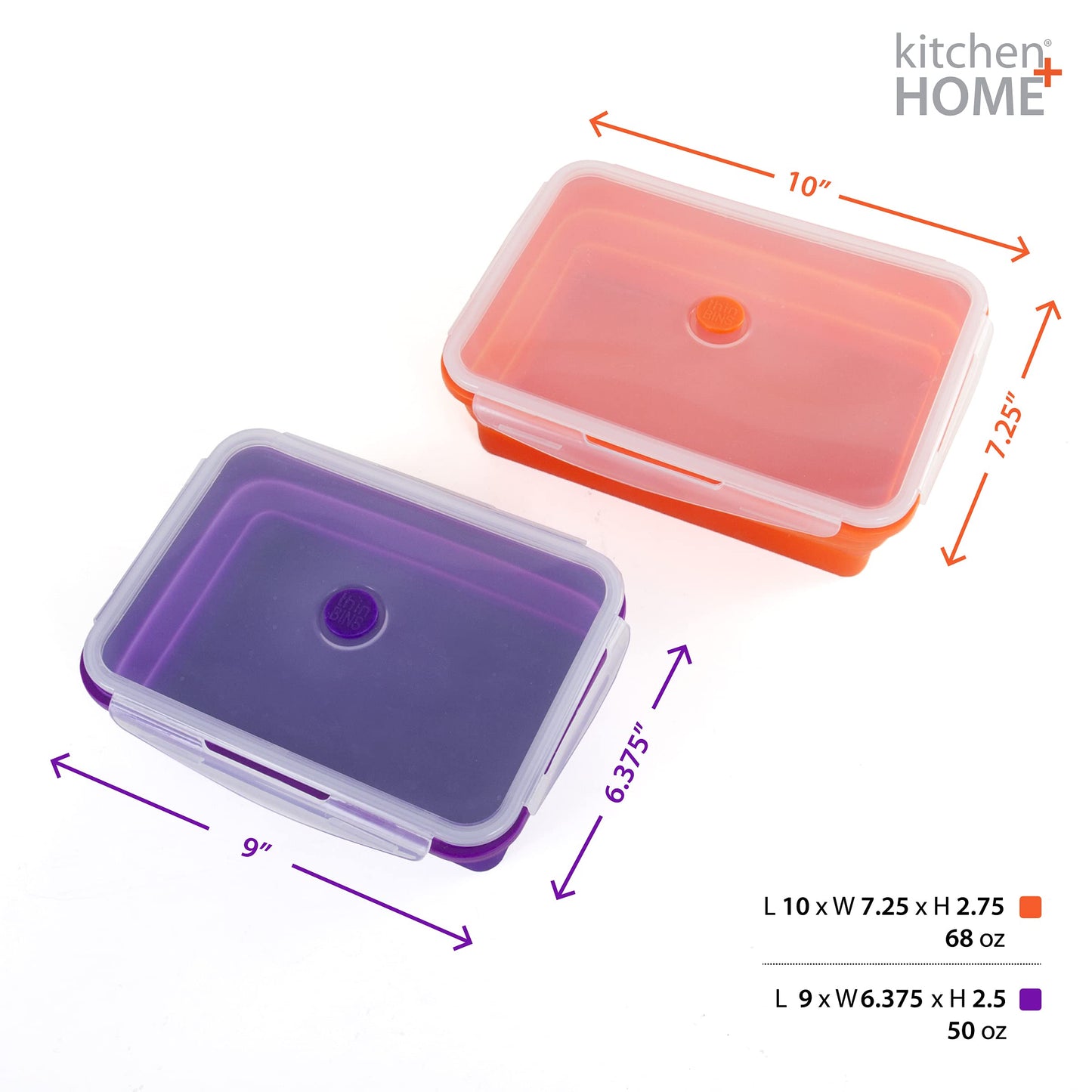 Thin Bins Collapsible Containers Set of 4 Round Silicone Food Storage Containers BPA Free, Microwave, Dishwasher and Freezer Safe - No more cluttered container cabinet! SC-149A