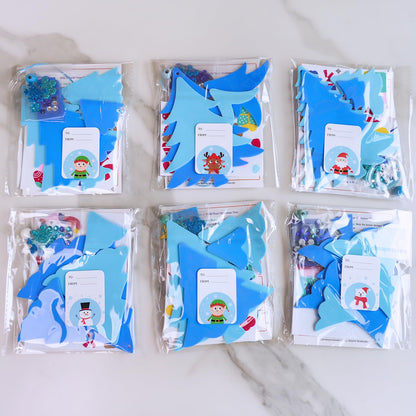 Winlyn 24 Sets Winter Decorations DIY 3D Pine Tree Ornaments Christmas Craft Kits Foam Tree with Festive Snowflake Foam Stickers for Kids Holiday Seasonal Gift Home Classroom Activities Party Favors