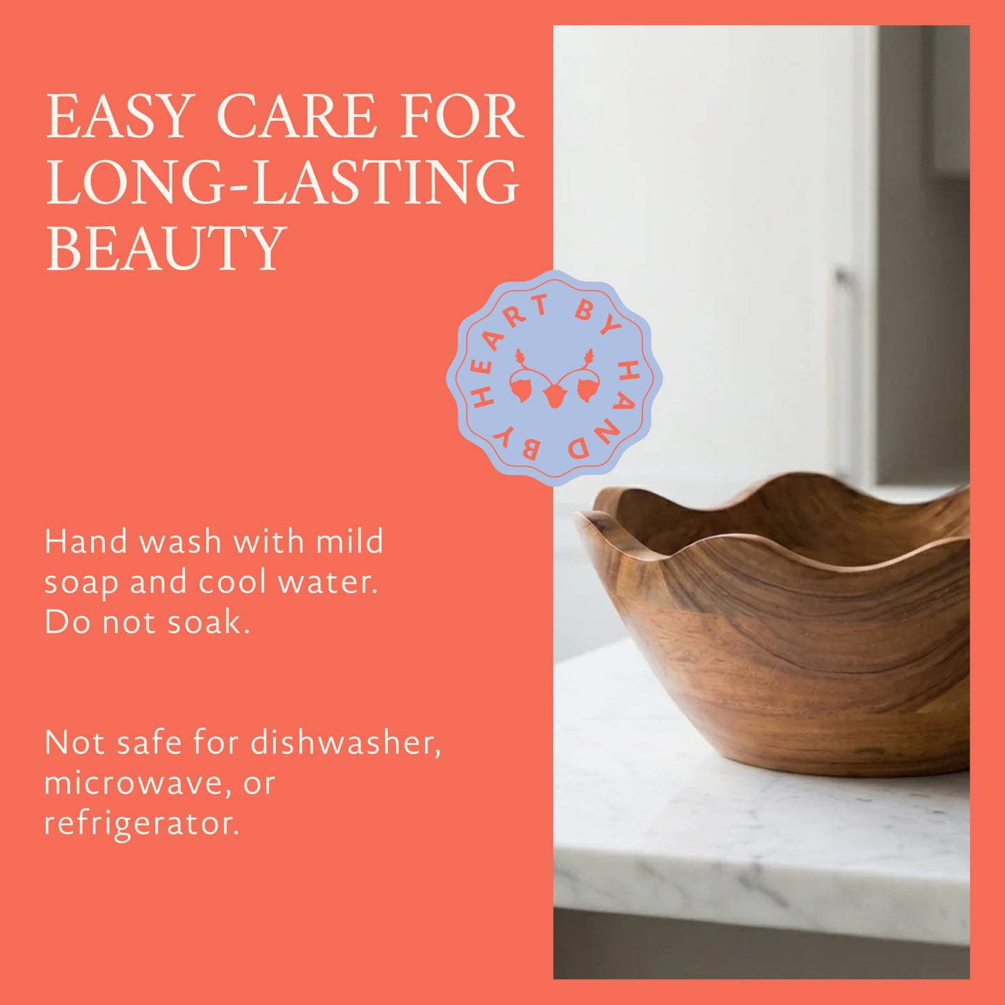 Mela Artisans 10 in Wide x 4 in Tall Scalloped Acacia Wood Salad Bowl – Decorative Serving and Fruit Bowl with Natural Finish for Kitchen Counter, Bread & Home Decor