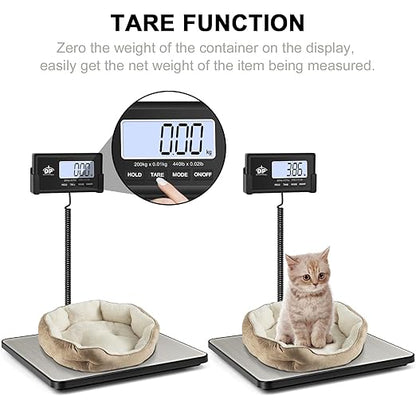 QP Shipping Scale for Packages, 440lb/0.35oz High Accuracy Digital Postal Scale, Postage Scale, Hold/Tare Function, Auto Off LCD Display, Lightweight Scale for Luggage/Pet, Battery&AC Adapter Included