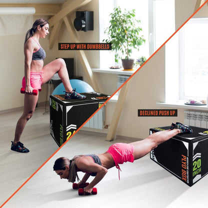 Yes4All 3-in-1 Soft-Padded Plyo Box With Wooden Core, Non-Slip Multi-Use Cushioned Plyometric Jump Box with Vinyl Cover for Jumping, Conditioning, Strength Training, 30" x 24" x 20"