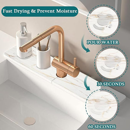 Mrcrypos Stone Faucet Mat for Kitchen Sink, 15.7" Fast Drying Sink Splash Guard