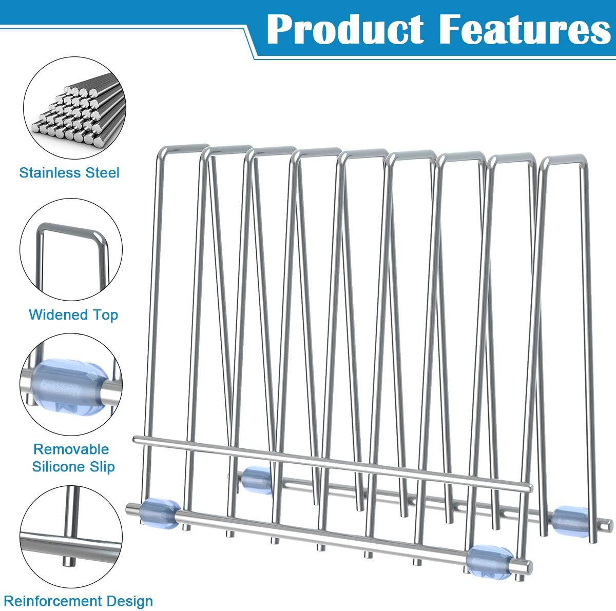 IDEATECH Bags Rack, Drying Rack for Bags, Stainless Stand, File Organizer Desktop Storage Book Shelf, Kitchen Storage & Organization (Silver)