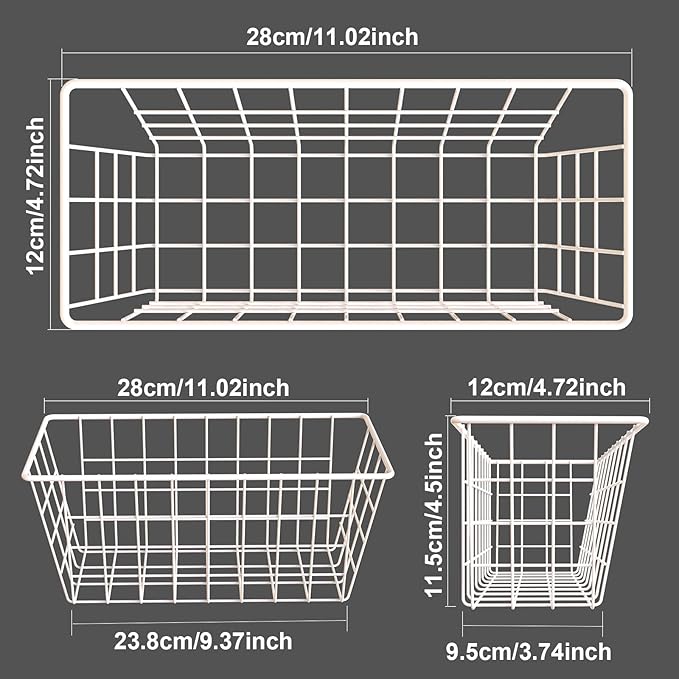 MaraFansie Wall Wire Baskets Bin No Drilling Adhesive Hanging Baskets Wall
