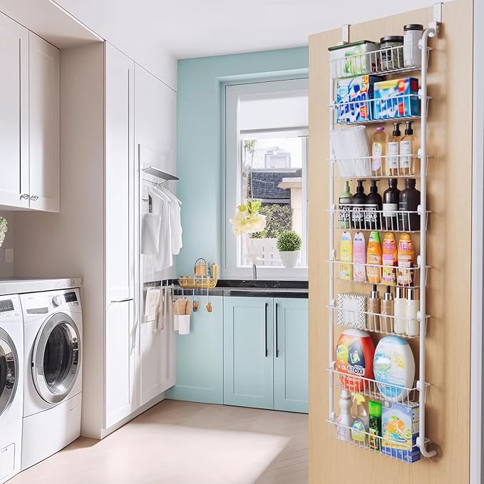 Delamu Over The Door Pantry Organizer, 8-Tier Metal Pantry Door Organization