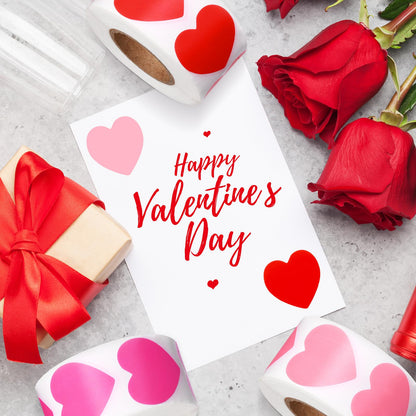 Chivertion 3 Roll 1500 Pcs Valentine's Day Stickers 1'' Heart Shaped Sticker Valentine's Day Love Decorations for Envelope Wedding Anniversaries(Red, Pink, Light Pink)