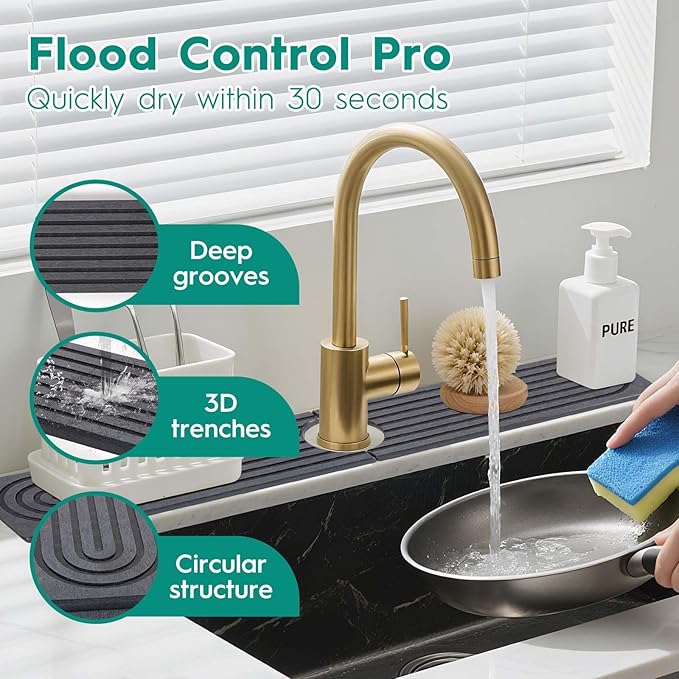 16 Inch Stone Faucet Mat for Kitchen Sink, Kitchen Sink Splash Guard-Water