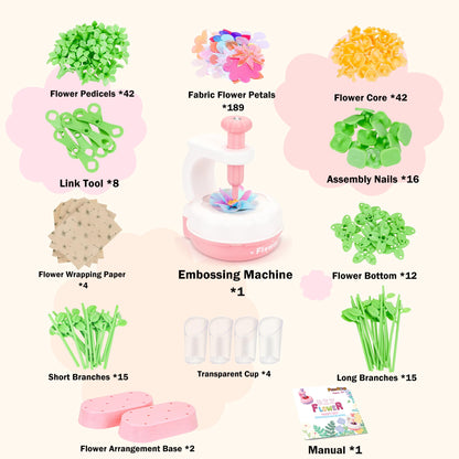 PERRYHOME Fabric Flower Bouquets Toys, 300+ Pcs Birthday Gift Activity Kit, 2 Gameplays STEM Craft for Kids, Reusable DIY Bouquets Maker Mothers Day Gifts for 3 4 5 6 7 8 Years Toddler Girl Gift