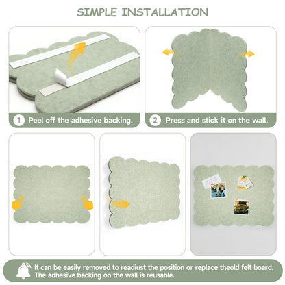 Felt Bulletin Board 24" x 18" Cork Board Alternative,Decorative Felt Pin Board Foldable Cork Boards for Walls Self-Adhesive Cork Board for Home Office Classroom Pin Board (Sage Green)