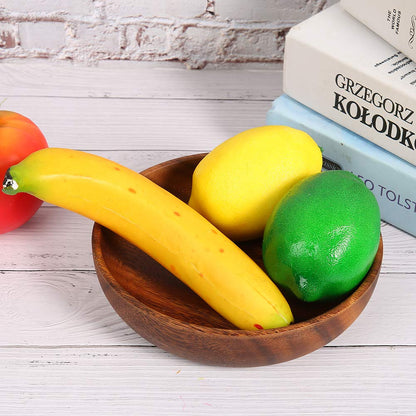FAUOSWUK Wooden Salad Bowl, Fruit Bowls for Kitchen Counter, 9.1oz Wavy Rim Beechwood Serving Bowl for Home Cafe Restaurant Teahouse (6.9" x 1.6")