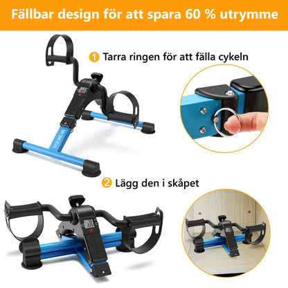 Pedal Exerciser Leg and Arm Exercise Bike with LCD Monitor Foldable (black/blue)