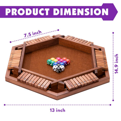 MNYUN Shut The Box Premium Wooden Dice Game - Handcrafted Board Game 2-6 Players, Educational Math Learning Games for Kids Adults, Classic Pub Games Family Party Gift Set