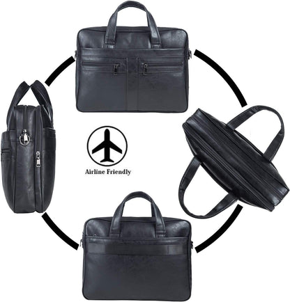 seyfocnia Men's Leather Messenger Bag, Laptop Briefcase Business Satchel Computer