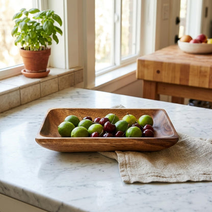 Handcrafted Acacia Wood Rectangular Bowl – Made in Hawaii – Eco-Friendly Wooden Serving Dish – Durable, Food-Safe, Heat-Resistant – Flared Design – Multiple Sizes (8x5x1.5 inch)