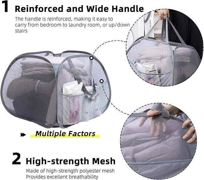 Collapsible Laundry Basket, 90L Foldable Pop-up Laundry Hamper