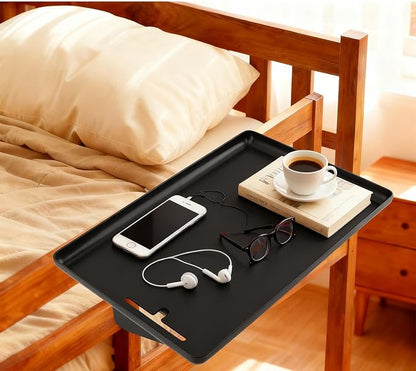 Bedside Shelf,Bunk Bed Table Shelf for Top Bunk,Clip On Nightstand Tray with Cord Management for Table Storage,College Dorm Room Essential,Plastic Bed Side Table Tray Organizer