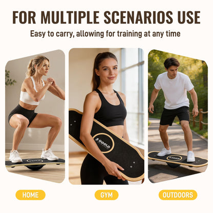 Balance Board with 360° Rotation, Solid Wobble Board for Adults & Kids, Balance Trainer for Strength Training, Surfing and Skiing, Anti-Slip Surface Whirl Board, Home, Office Exercise Wooden Board