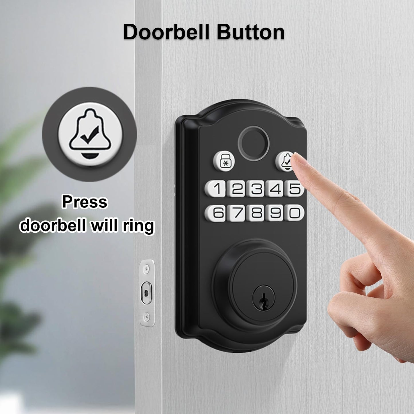 Keyless Entry Door Lock - Fingerprint Door Locks with App Control - Smart Deadbolt for Front Doors - Biometric Security, Auto-Lock&One-Touch-Lock, IP54 Waterproof, Easy Install
