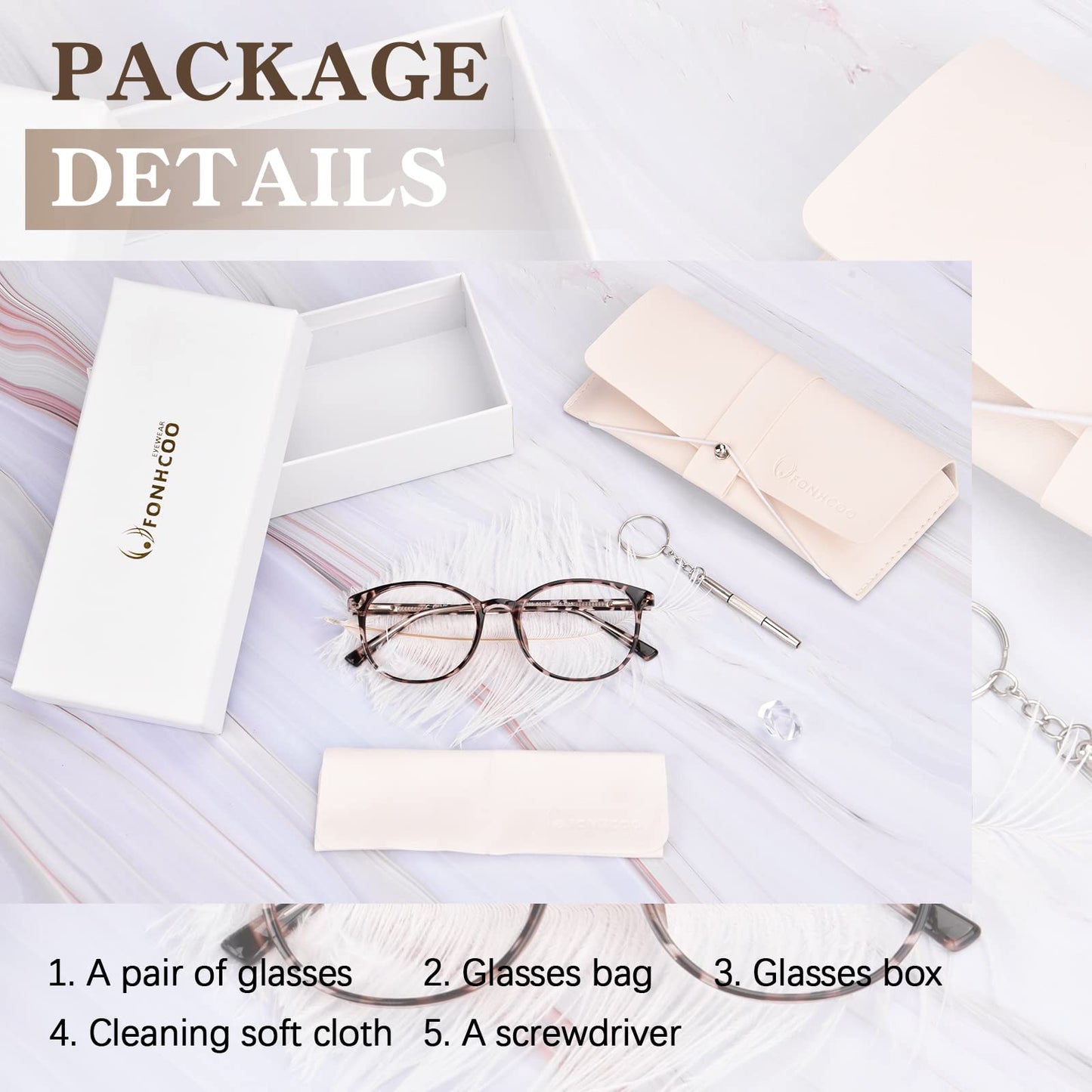 FONHCOO Blue Light Blocking Glasses Women Men Computer Eyeglasses,TR90 Fashion Round Transparent Anti Blue Light Glasses with Anti Eyestrain & UV Glare for Gaming & Reading (Tortoise)