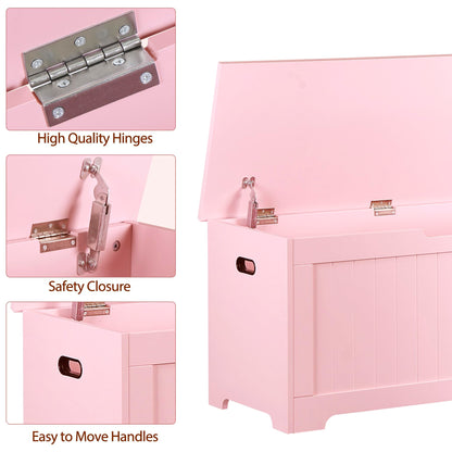 Saicool Wooden Storage Chest,30/40 Inch Storage Trunk w/2 Safety Hinges, Storage Bench, Modern Lift Top Chest Box Organizer (Pink, 40 Lx 15.7 W x19 H Inch)