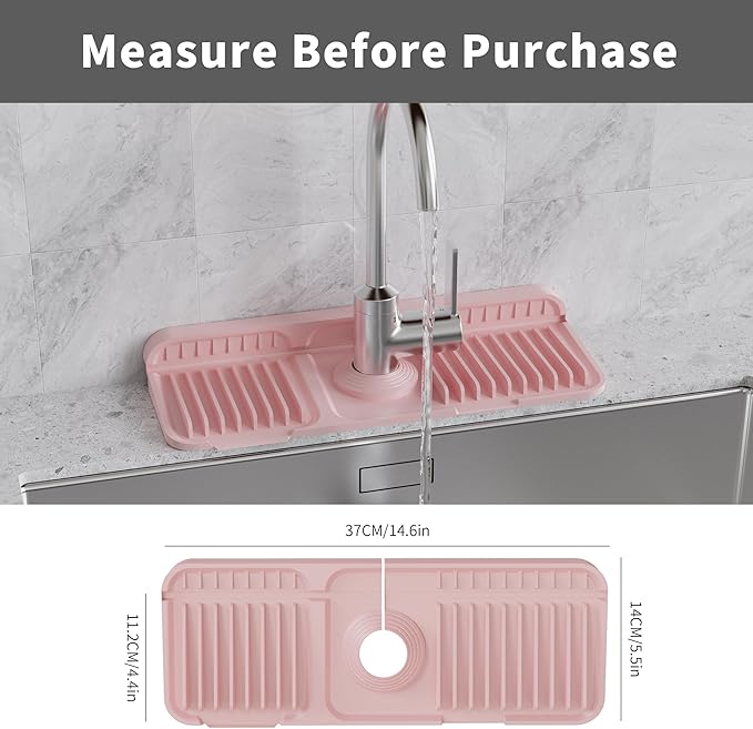 WAFT YEARN 14X5 Inch Silicone Durable Faucet Mat Kitchen Sink Splash Guard