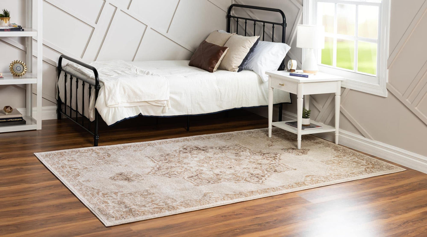 Unique Loom Utopia Collection Traditional Classic Vintage Inspired Area Rug with Warm Hues (5' 0 x 8' 0 Rectangular, Beige/Brown)