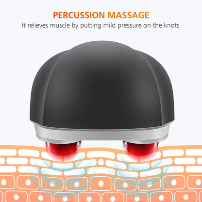 Snailax Cordless Handheld Back Massager with Heat, Deep Tissue Percussion Massager, 3 Sets of Dual Pivoting Heads,Rechargeable Hand Held Massager for Neck,Back Shoulder,Calf,Legs