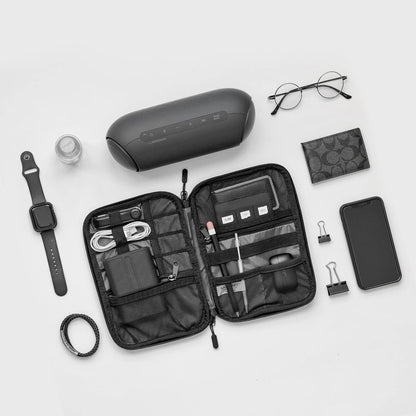 BAGSMART Large Electronics Travel Organizer Case, Tech Accessories Cord Storage Bag for Phone, Power Bank, SD Card, Cables, Black