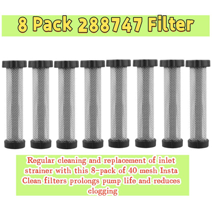 288747 Paint Sprayer Filter 8-Pack - OEM Replacement Filters Compatible with Graco Magnum ProX7/X9/X17/X19/X21 & XR5/XR7/XR9 Airless Sprayers | InstaClean 40 Mesh Strainer Part