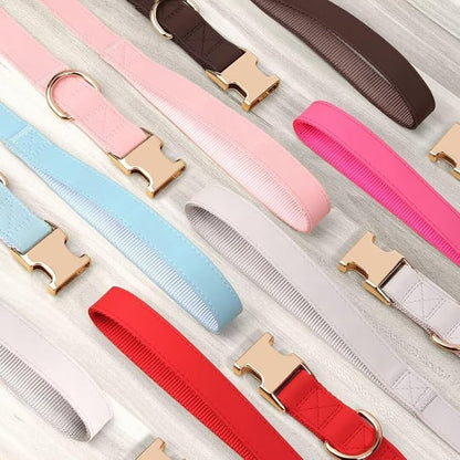 PET ARTIST Soft PU Leather Dog Collar and Leash Set, Bright & Stylish 5FT PU Leather Leash and Collar Set, Durable Pet Collars with Quick Release Metal Buckle for Large Dogs,Gray,L(16-27")