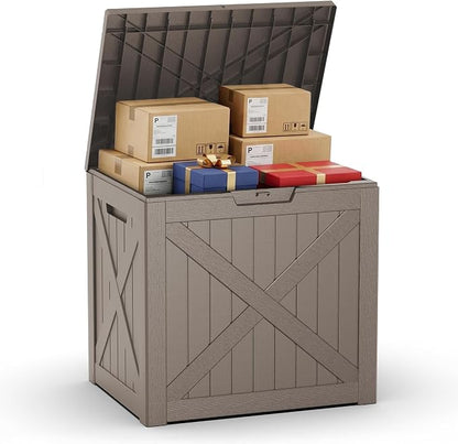 40 Gallon Outdoor Package Delivery Box with Lockable, Waterproof & Weatherproof Secure Parcel Drop Box for Porch, Resin Outside Storage Boxes(Grey)