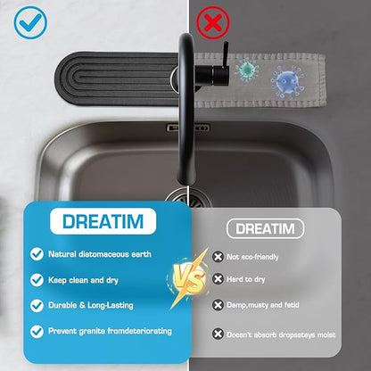 Diatomite Stone Faucet Mat For Kitchen Sink-Absorbent Fast Drying Stone Sink