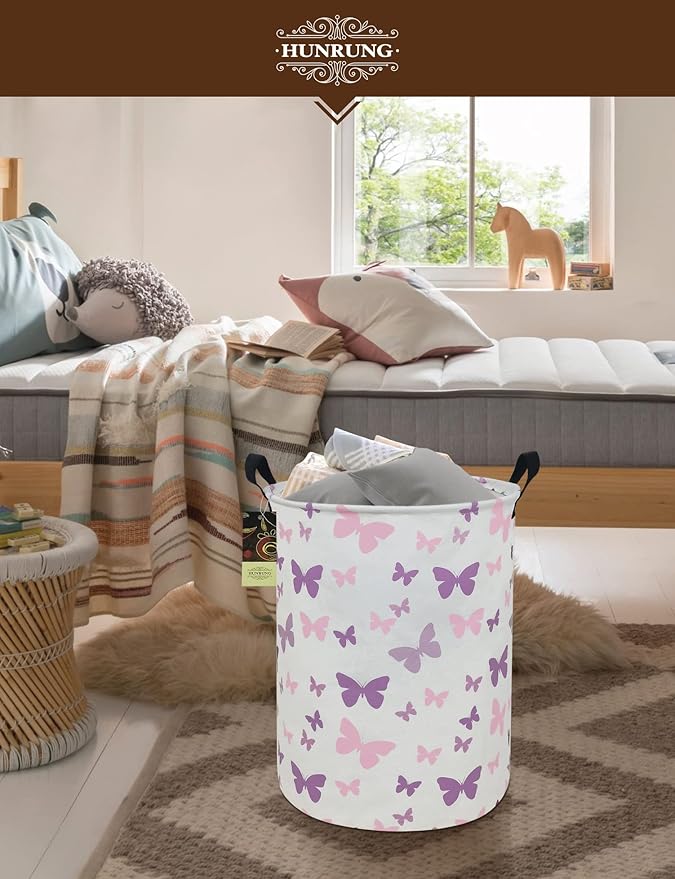 HUNRUNG Laundry Hamper, Large Canvas Fabric Lightweight Storage Basket Toy