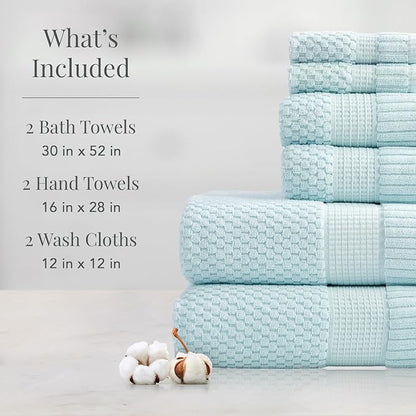 NY Loft 100% Cotton Towel Set 6 Piece | Super Soft & Absorbent Quick-Dry 2 Bath