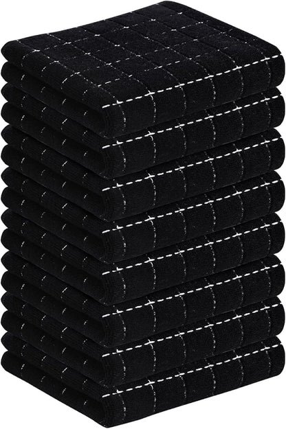 Homaxy 100% Cotton Terry Kitchen Towels, Checkered Designed, Soft and Super