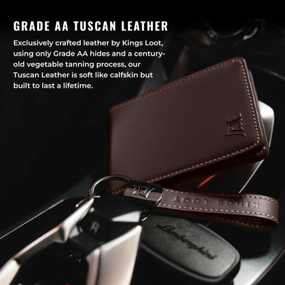 Kings Loot Wallet for Men | Minimalist Slim RFID Blocking Leather Design with Cash Pocket & Card Pull Strap | Holds 1-15 Cards | Stylish & Durable Wallets (Umber)