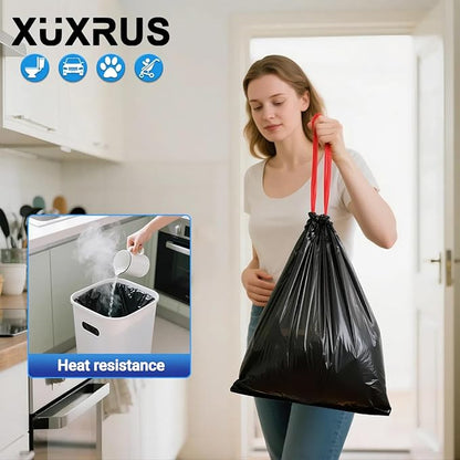 XUXRUS 2.6 Gallon Small Black Bathroom Trash Bags, Tear-Resistant & Leak-Proof