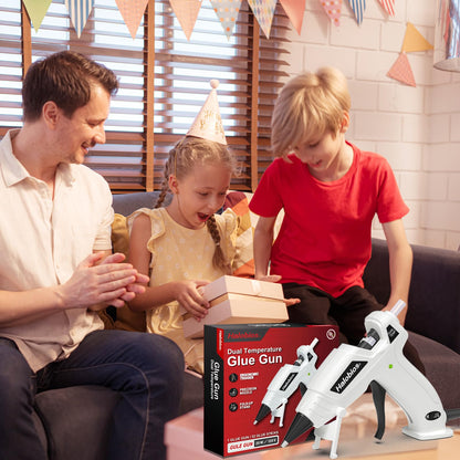 Halobios Mini Dual Temp Hot Glue Gun with 32 Glue Sticks, Quick Preheat Hot Glue Gun, Two Temperatures for DIY, School Craft and Home Repairs (White)