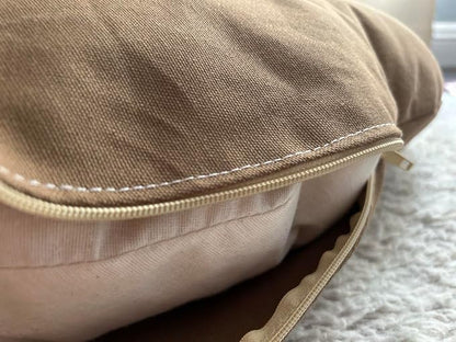 Organic Cotton Canvas Dog Bed: Removable Cover, Natural Fill - Made in USA (Medium Brown, XX Large 50" x 8" inches)