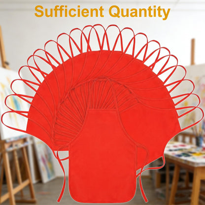 RAIHOMKIT 24 Pieces Apron, 13 x 18.9 inch Red Art Smock, Paint Aprons Smocks, Neck Hanging Painting Aprons for Party Kitchen Art Crafts Painting Activity