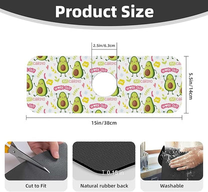 Cute Green Avocado Avocados Kawaii Kitchen Sink Splash Guard Faucet Mat Super