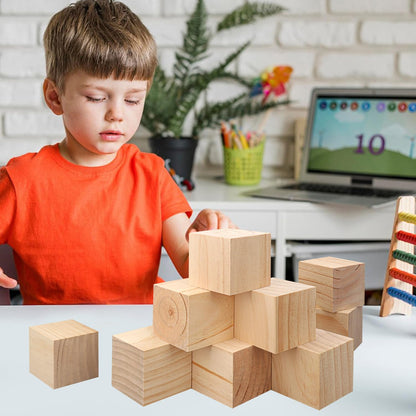 kukmakri 15 PCS Premium 3.15 Inch Wooden Cubes, Natural Pine Wood Cubes for Crafts, Wood Blocks Ready for Artistic DIY Projects-Unleash Creativity with Blank Wood Blocks.