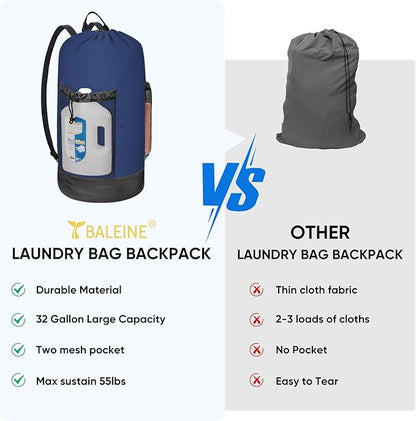 BALEINE 120L Laundry Bag Backpack, 900D Oxford Fabric Large Travel Laundry Bags
