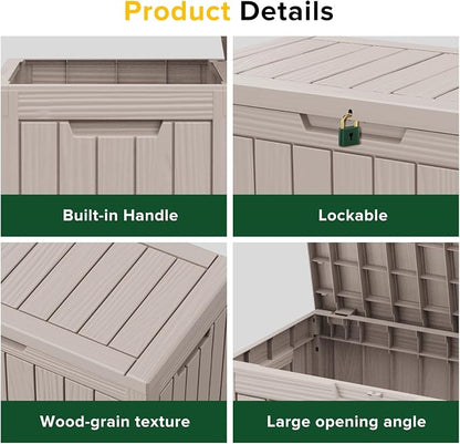 PatioZen 50 Gallon Package Delivery Boxes for Outside, Lokable Secure Resin Package Delivery Box with Lid, Weatherproof and Anti-Theft Storage for Outdoor Front Door, Porch, Curbside, House (Grey)